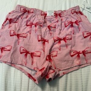 PJ Salvage Pink and Red Bow Print Pajama Shorts